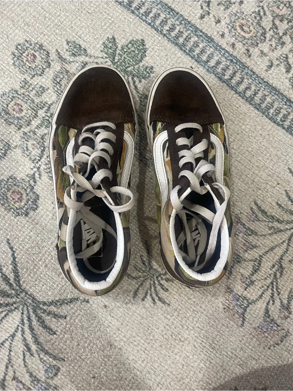 Vans Kids Low Top Sneakers - Camouflage & Brown with White Stripe - Picture 2 of 4